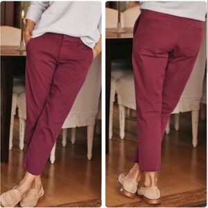 Frank & Eileen Wicklow Italian Chino Relaxed Red Wine Plum Raw Hem Ankle Pant 2